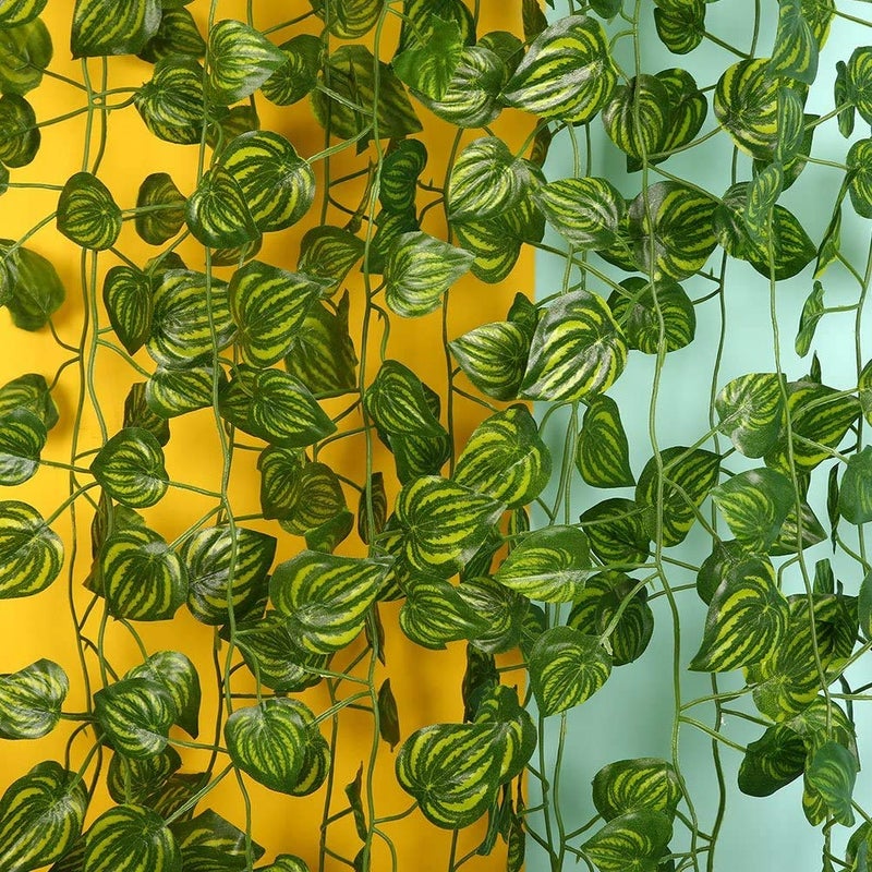 ZWYOQI 168 feet Artificial Vines Greenery Garland Fake Hanging Leaves Faux Foliage Plants for Wedding Party Garden Home Kitchen Office Wall Decorations (Watermelon/24 Strands) - Image 2